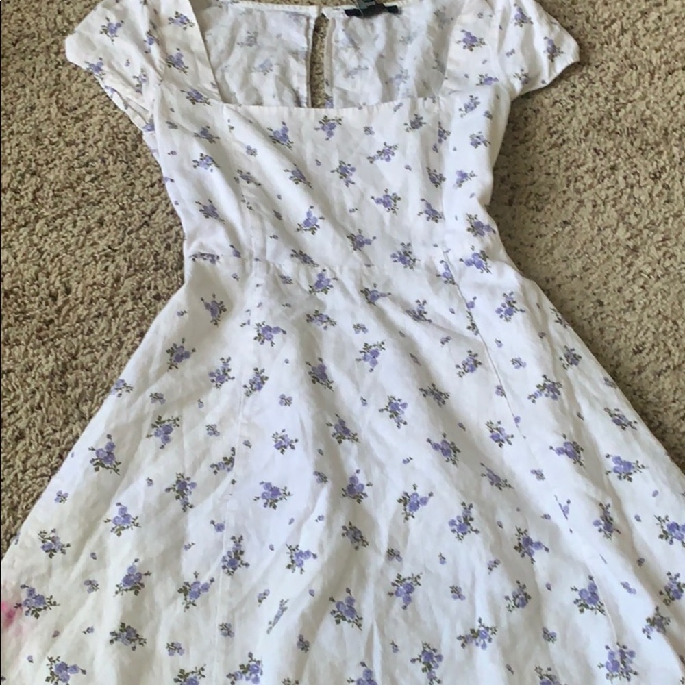 White with purple flower dress